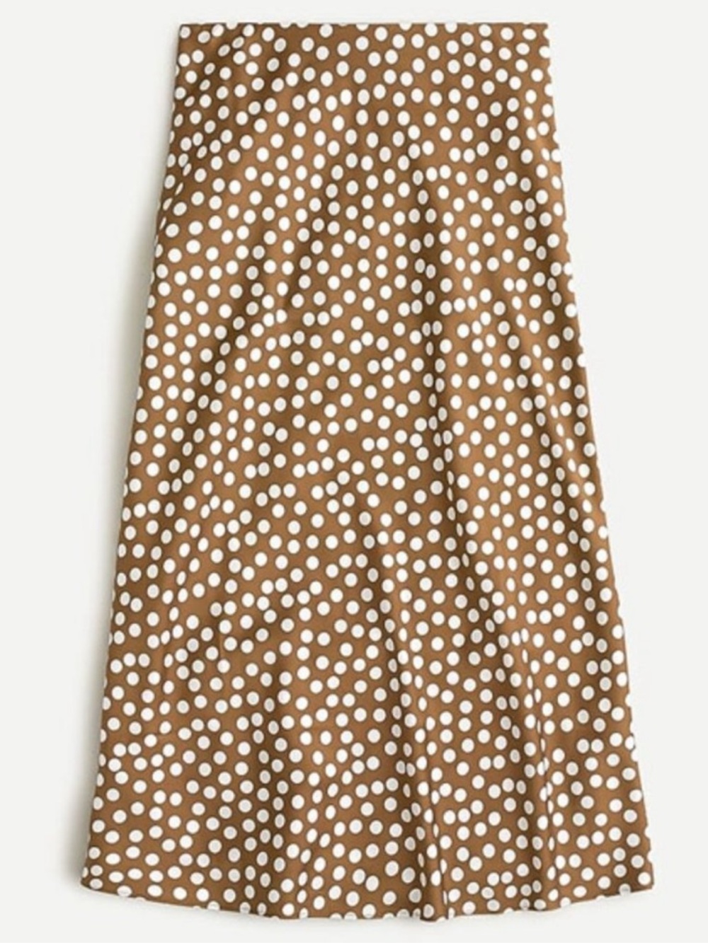 J. Crew Tan and White Pull-on Polka Dot Slip Skirt | LARGE